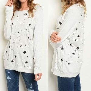 Speckled Star Lightweight Sweatshirt Light Gray